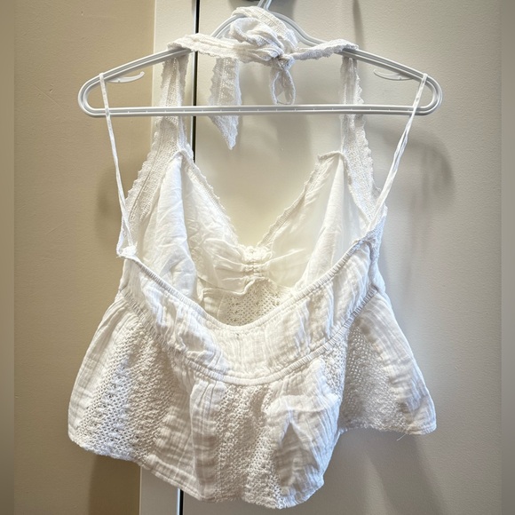Cottagecore Flirty White Lacy Halter Tank Top - Picture 2 of 2